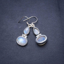 StarGems® Natural Rainbow Moonstone Handmade Unique 925 Sterling Silver Earrings 1.75" X4784