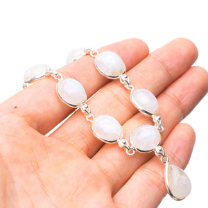 StarGems® Natural Rainbow Moonstone Handmade Unique 925 Sterling Silver Y Necklace 17.25" T8553