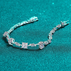 StarGems  Princess Cut Cute And Sweet 6.07cttw Moissanite 925 Sterling Silver Platinum Plated Bracelet For Women 15.5cm  BX025
