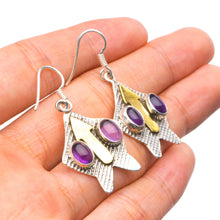 StarGems  Natural Amethyst Handmade Unique Arrow Shape 925 Sterling Silver Earrings 1.75" X4323