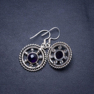 StarGems  Natural Amethyst Handmade Unique 925 Sterling Silver Earrings 1.5" X4807