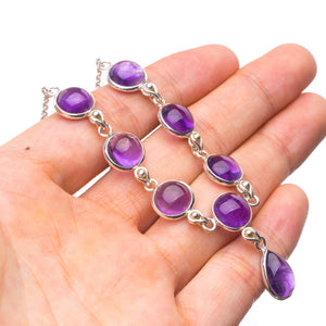 StarGems® Natural Amethyst Handmade Boho 925 Sterling Silver Y Necklace 16.75" T8674