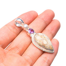 StarGems  Fossil Coral,Amethyst and River Pearl Handmade Mexican 925 Sterling Silver Pendant 2" T2181