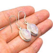 StarGems  Natural Rainbow Moonstone Handmade Unique 925 Sterling Silver Earrings 1.25" X5035