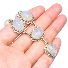 StarGems  Natural Rainbow Moonstone Handmade Unique 925 Sterling Silver Necklace 18-18.5" B4340