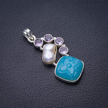 StarGems  Natural Chalcedony,Biwa Pearl And Amethyst Handmade 925 Sterling Silver Pendant 1.75" D6162