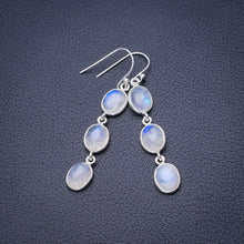 StarGems  Natural Rainbow Moonstone Handmade 925 Sterling Silver Earrings 2" D6535