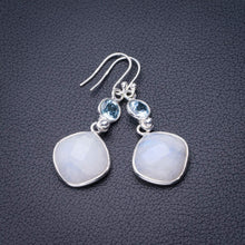 StarGems  Natural Rainbow Moonstone And White Topaz Handmade 925 Sterling Silver Earrings 1.75" D6583