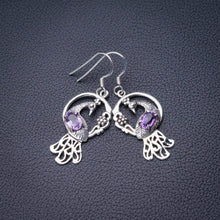 StarGems  Natural Amethyst Peacock Handmade 925 Sterling Silver Earrings 1.75" D6803