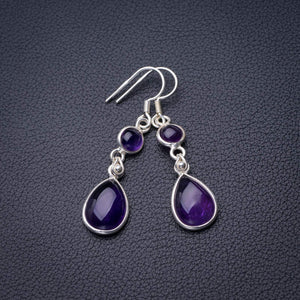 StarGems® Natural Amethyst Handmade 925 Sterling Silver Earrings 1.75" D6820