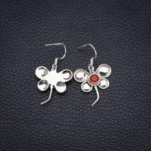 StarGems  Natural Carnelian Butterfly Punk Style Butterfly Shape 925 Sterling Silver Earrings 1 1/2" S1434