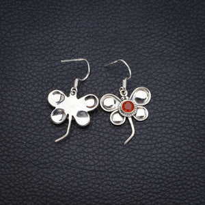 StarGems  Natural Carnelian Butterfly Punk Style Butterfly Shape 925 Sterling Silver Earrings 1 1/2" S1434