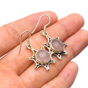 StarGems  Natural Rose Quartz Handmade Unique 925 Sterling Silver Earrings 1.5" X4158