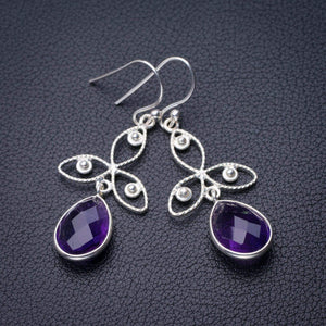 StarGems  Natural Amethyst Handmade 925 Sterling Silver Earrings 1.75" D7157