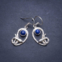 StarGems  Natural Lapis Lazuli Handmade Unique Snake Shape 925 Sterling Silver Earrings 1.75" X4299