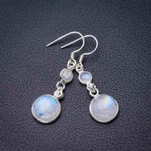 StarGems® Natural Rainbow Moonstone Handmade 925 Sterling Silver Earrings 1.75" D7287