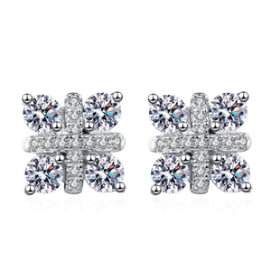 StarGems® Ping An Knot 0.48cttw Moissanite 925 Silver Platinum Plated Stud Earrings EX007