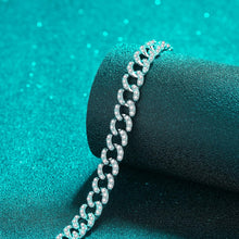 StarGems  Cuban Chain 4.2cttw Moissanite 925 Sterling Silver Platinum Plated Bracelet For Women 15.5cm  BX018
