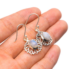 StarGems  Natural Rainbow Moonstone Handmade Unique 925 Sterling Silver Earrings 1.25" X4147