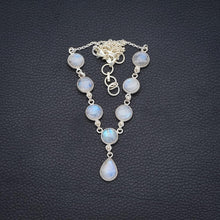 StarGems® Natural Rainbow Moonstone Handmade Boho 925 Sterling Silver Y-Shaped Necklace 18.5" S3379