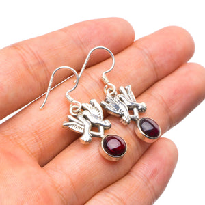 StarGems  Natural Amethyst Handmade Unique Pigeon Shape 925 Sterling Silver Earrings 1.25" X4037