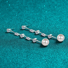 StarGems® 8mm AAAA Pearls&Tassel 0.018cttw Moissanite 925 Silver Platinum Plated Stud Earrings EX072