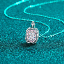 StarGems® Double-Layer Pink Radiant Cut 1ct Moissanite 925 Silver Platinum Plated Necklace 40+5cm NX094