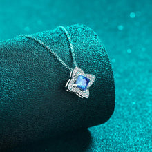 StarGems® Royal Blue Princess Cut 1ct Moissanite 925 Silver Platinum Plated Necklace 40+5cm NX115