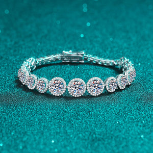 StarGems® Round 10.1cttw Moissanite 925 Sterling Silver Platinum Plated Bracelet For Women 15.5cm  BX036