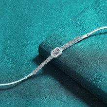 StarGems® Emerald Cut 2.4cttw Moissanite 925 Sterling Silver Platinum Plated Adjustable Bracelet For Women 16+5cm  BX020