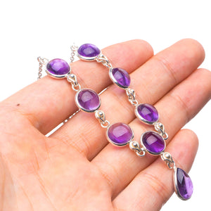 StarGems  Natural Amethyst Handmade Unique 925 Sterling Silver Y Necklace 16.5" T8668