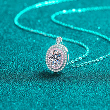StarGems® Double-Layer Pink 1ct Moissanite 925 Silver Platinum Plated Necklace 40+5cm NX009