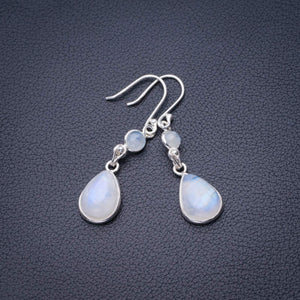 StarGems® Natural Rainbow Moonstone Handmade 925 Sterling Silver Earrings 2" D6539