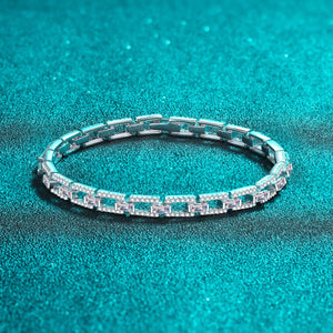 StarGems® Link-Chain 3cttw Moissanite 925 Sterling Silver Platinum Plated Bracelet For Women 15.5cm  BX024