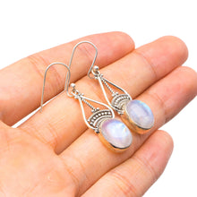 StarGems® Natural Rainbow Moonstone Handmade Unique 925 Sterling Silver Earrings 1.5" Y1403