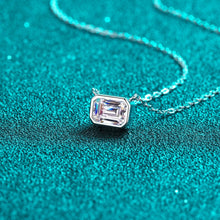 StarGems® Emerald Cut Minimalist 1ct Moissanite 925 Silver Platinum Plated Necklace 40+5cm NX045