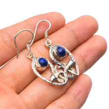 StarGems  Natural Lapis Lazuli Handmade Unique Snake Shape 925 Sterling Silver Earrings 1.75" X4299