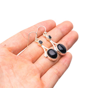 StarGems® Natural Black Onyx Handmade Unique 925 Sterling Silver Earrings 1.5" Y3267