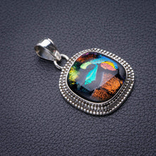 StarGems  Natural Rainbow Dichroic Glass Handmade 925 Sterling Silver Pendant 1.5" D9799