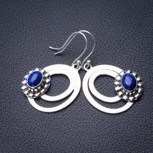 StarGems  Natural Lapis Lazuli Handmade 925 Sterling Silver Earrings 1.75" D6787