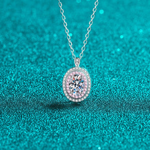 StarGems® Double-Layer Pink 1ct Moissanite 925 Silver Platinum Plated Necklace 40+5cm NX009