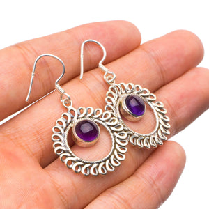 StarGems  Natural Amethyst Handmade Unique 925 Sterling Silver Earrings 1.5" X4052