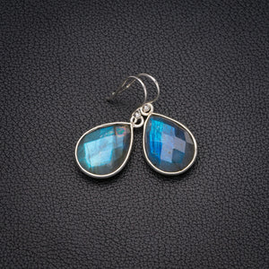 StarGems  Natural Blue Fire Labradorite Handmade 925 Sterling Silver Earrings 1.25" A2203