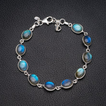 StarGems® Natural Blue Fire Labradorite Handmade Unique 925 Sterling Silver Bracelet 7-8" B4359