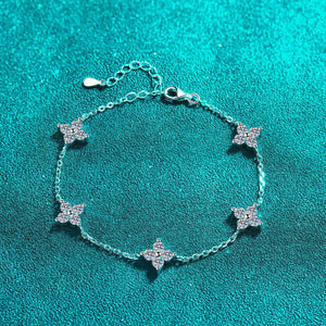 StarGems  Stars 2cttw Moissanite 925 Sterling Silver Platinum Plated Adjustable Bracelet For Women 16+5cm  BX031