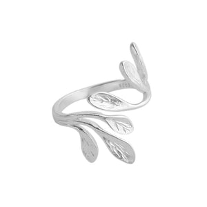 hesy® Olive Branch Adjustable Handmade 925 Sterling Silver Ring 7.25 C2353