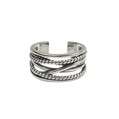 hesy® Mehrschichtiger, gedrehter, verstellbarer, handgefertigter Ring aus 925er-Sterlingsilber, 6,75 C2356