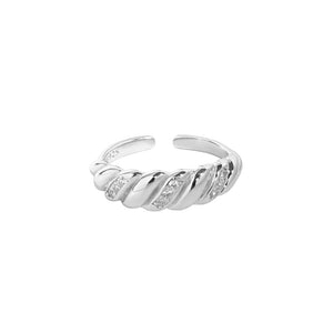 hesy® Twisted Micro-Set Zirkon Verstellbarer handgefertigter Ring aus 925er Sterlingsilber 5,75 C2359