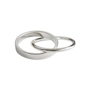 hesy® Double Band Randon-Cross Verstellbarer handgefertigter Ring aus 925er Sterlingsilber 6,75 C2361