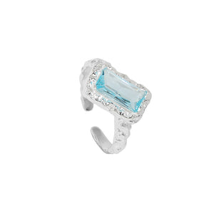 hesy® Mikro-Intarsien-Zirkon-Zinnfolien-Textur, verstellbarer handgefertigter Ring aus 925er-Sterlingsilber, 6,75 C2364